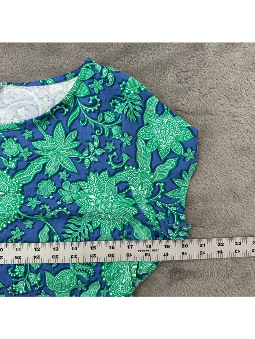 J. Jill Short Sleeve Belted Maxi Dress Blue Green Womens MEDIUM Pockets Cotton - Picture 4 of 7